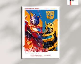 Minimalist Transformers Movie Poster: Mid-Century Modern Robot Wall Art