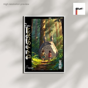 Studio Ghibli Posters, Vintage Wall Art, Anime Decor, Gift for Movie Lovers, Totoro Art Print