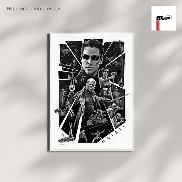 Minimalist Matrix Movie Poster: Retro Sci-Fi Wall Art