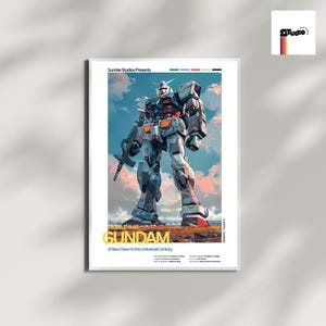 GUNDAM POSTER - Gundam Wall Art - Minimalist Anime Mecha Print - Mid Century Modern Poster - Japanese Robot Art - Anime Room Decor
