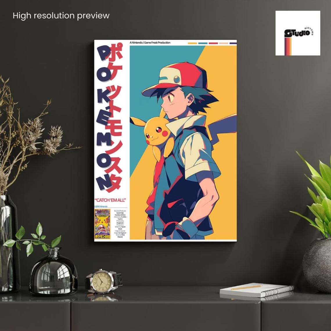Pokemon Vintage Poster With Ash And Pikachu Retro Wall Art Print Anime Pokemon Vintage Poster With Ash And Pikachu Retro Wall Art Print Anime