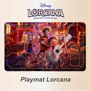 Tapis de jeu Lorcana TCG Coco, playmat Lorcana 60*35mm Coco, jeu de carte à collectionner Disney - Tapis de souris et jeu de cartes.