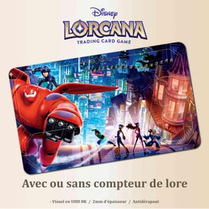 Tapis de jeu Lorcana TCG Baymax, playmat Lorcana 60*35mm Baymax jeu de carte a collectionner Disney - Tapis de souris et jeu de carte.