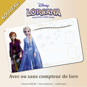 Tapis de jeu Lorcana TCG La reine des neiges Anna et Elsa-  Playmat Lorcana 60*35mm Frozen -  jeu de carte a collectionner Disney.