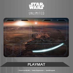 Playmat Star Wars Unlimited Faucon Millenium TCG 60*35mm, tapis de jeu Star Wars Unlimited Tatooine -  Tapis de souris Star Wars.