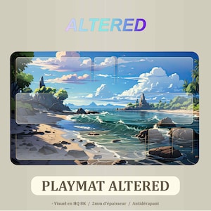 Playmat Altered TCG 60*35mm, tapis de jeu Altered Plages d'Astérion, jeu de carte a collectionner Altered- Tapis de souris - jeu de carte.