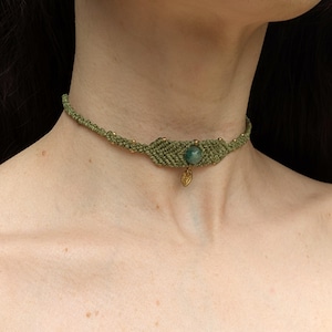 vana devi | macrame choker | macrame necklace with brass pendant