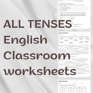 Puede incluir: Un conjunto de hojas de trabajo de gramática inglesa imprimibles en blanco y negro para diferentes tiempos, incluyendo el presente simple, el pasado perfecto y el pasado simple. Las hojas de trabajo incluyen ejercicios de completar los espacios en blanco y actividades de escritura de oraciones.