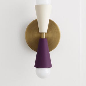 Mid-Century Modern Double Cone Wall Sconce – Brass & Color Options | Retro Style Light Fixture for Bedroom, Living Room, Café Decor