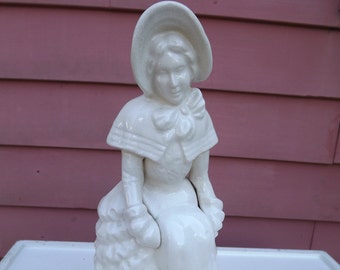 Vintage Victorian Winter White China  Woman and Muff Vase Planter Japan