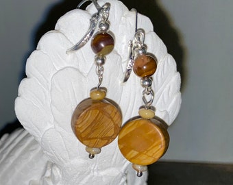 Handcrafted Picture Jasper Natural Stones Earrings  Sterling wires