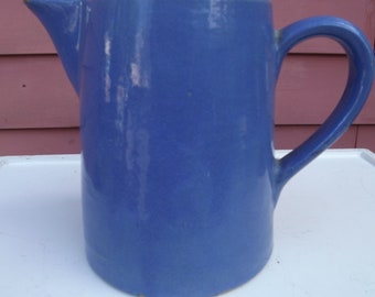 Antique Yellow Ware  Pitcher Cornflower Blue