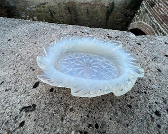 Antique Opalescent Pressed Glass Ash Tray