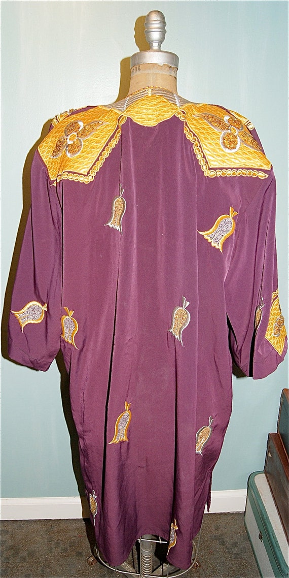 SALE  Vintage Royal Purple and Gold Beaded African Tribal Dress View 4