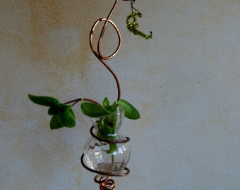 Handmade Hanging Vase Rooter Recycled Copper Wire