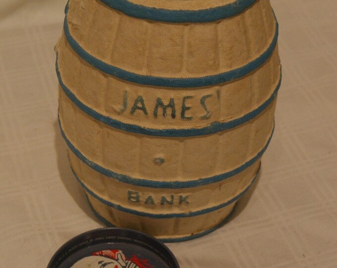 VINTAGE James Salt Water Taffy Barrel Bank From Atlantic City Etsy