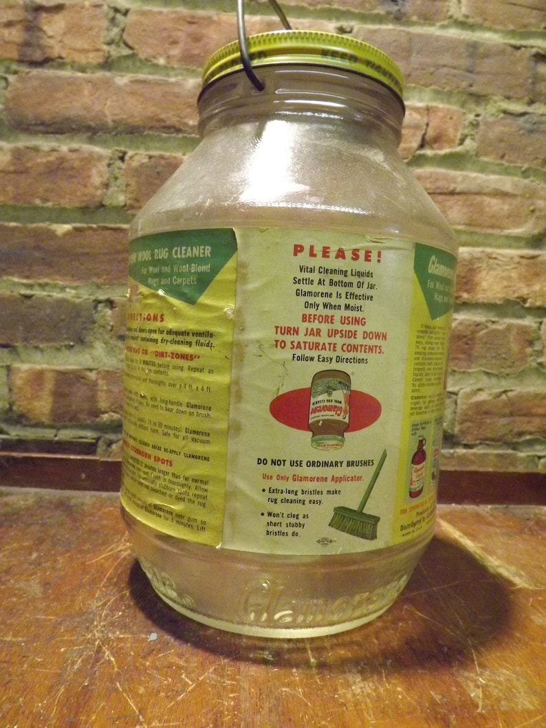 Mid Century Glamorene Wool Rug Cleaner Embossed Jar Etsy