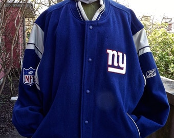 Sale!  Vintage NFL NY GIANTS Team Jacket Leather and Wool Reebok