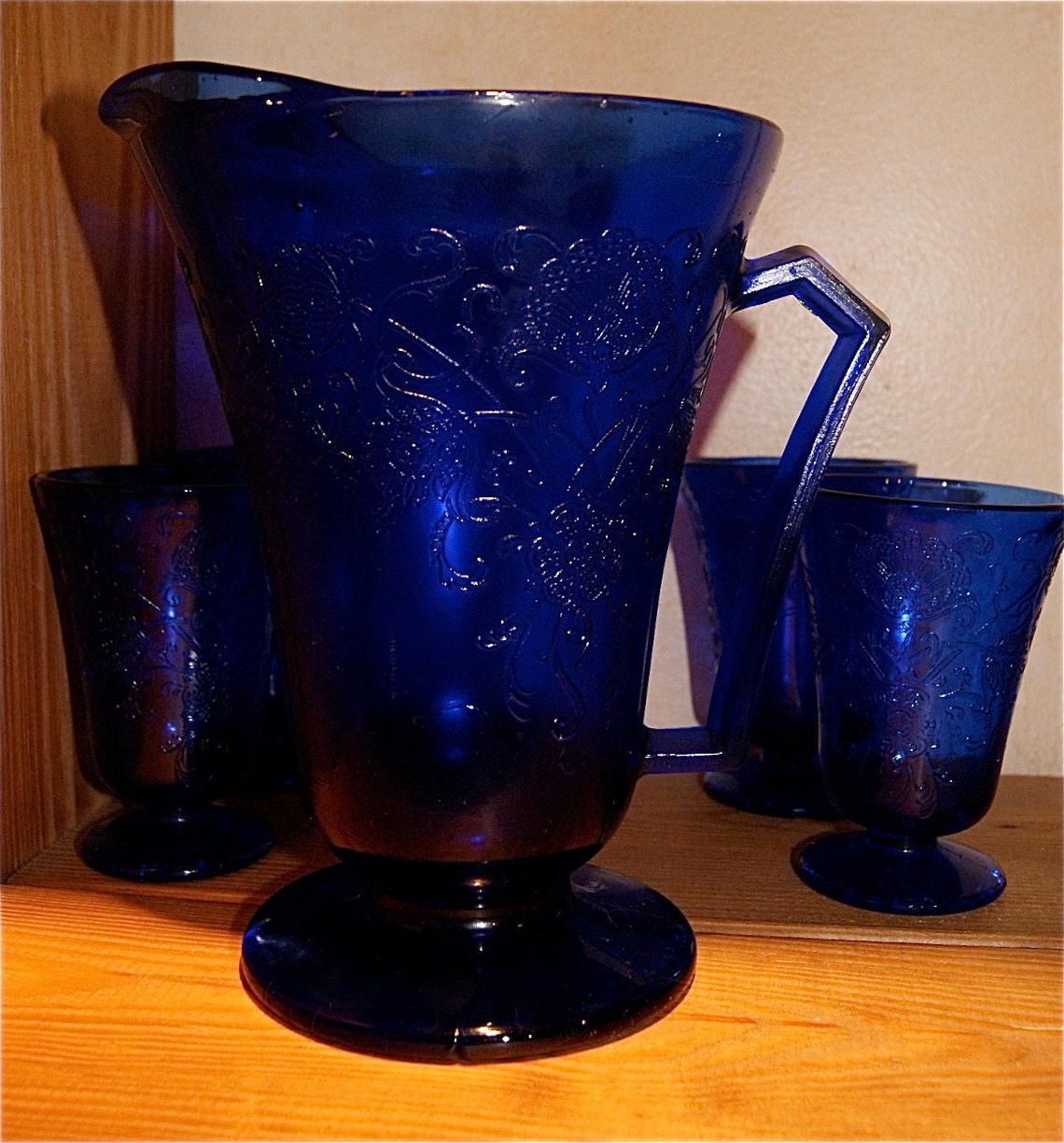 SALE Hazel Atlas Cobalt Blue Depression Glass Pitcher and Etsy