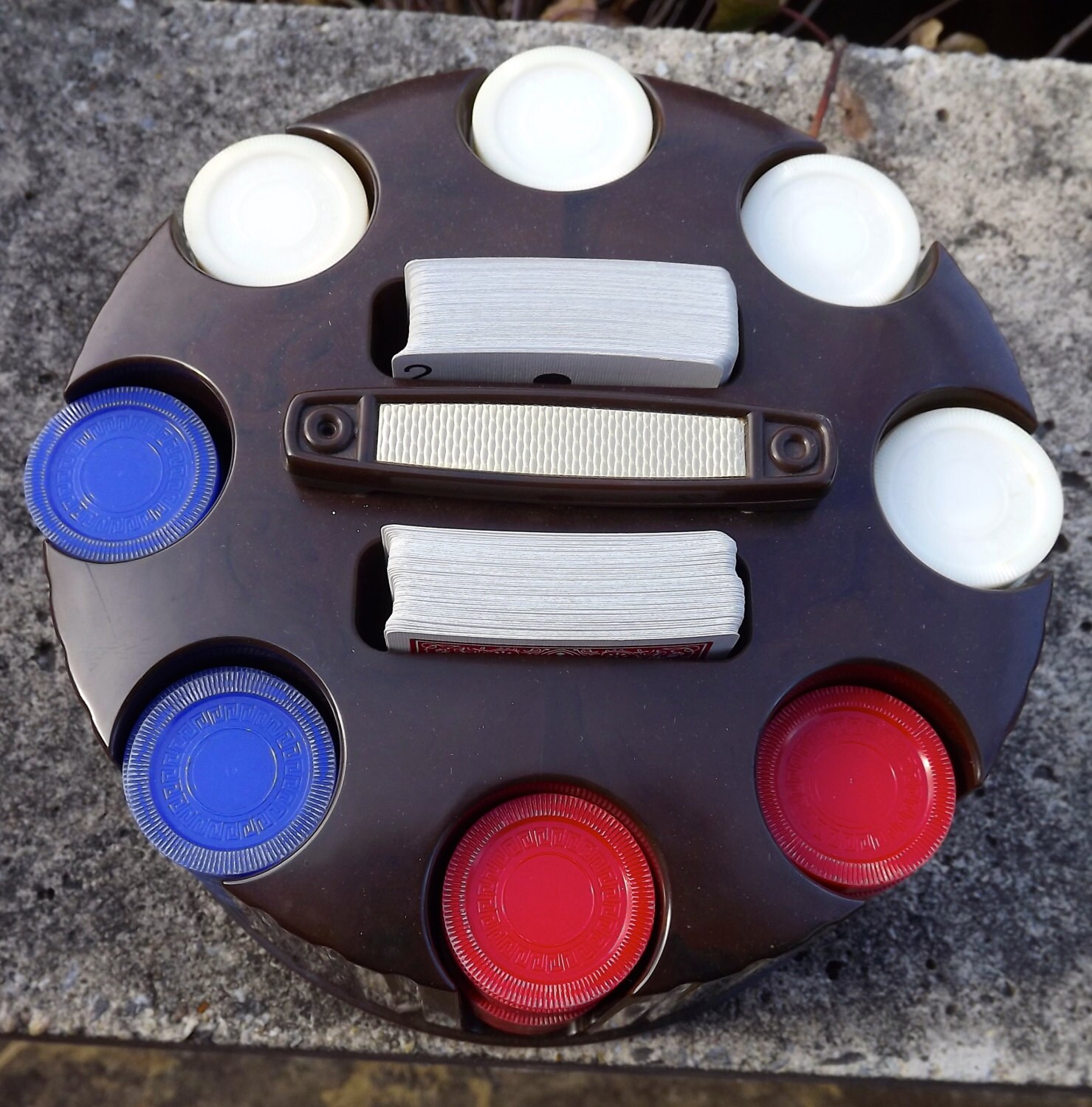 Pleasantime Revolving Poker Rack With Chips and Cards Etsy