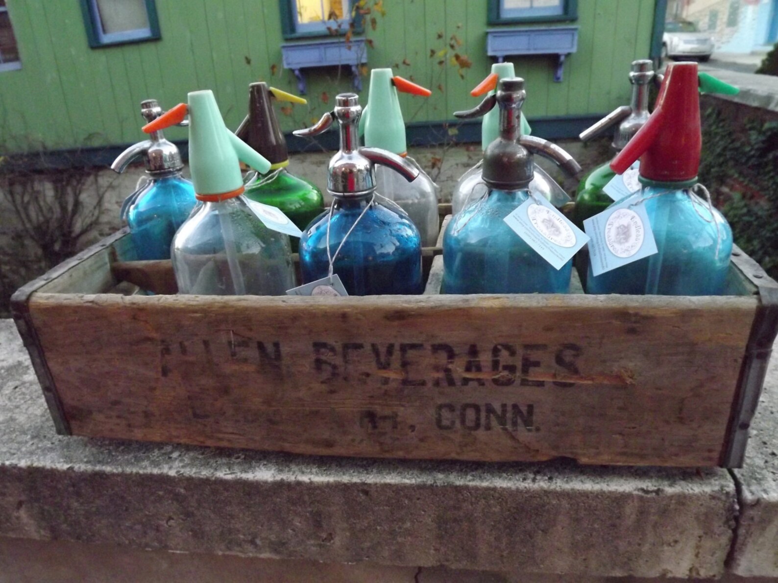 SALE Vintage Seltzer Bottle Excelsior Bottling Works Newark, NJ Peacock