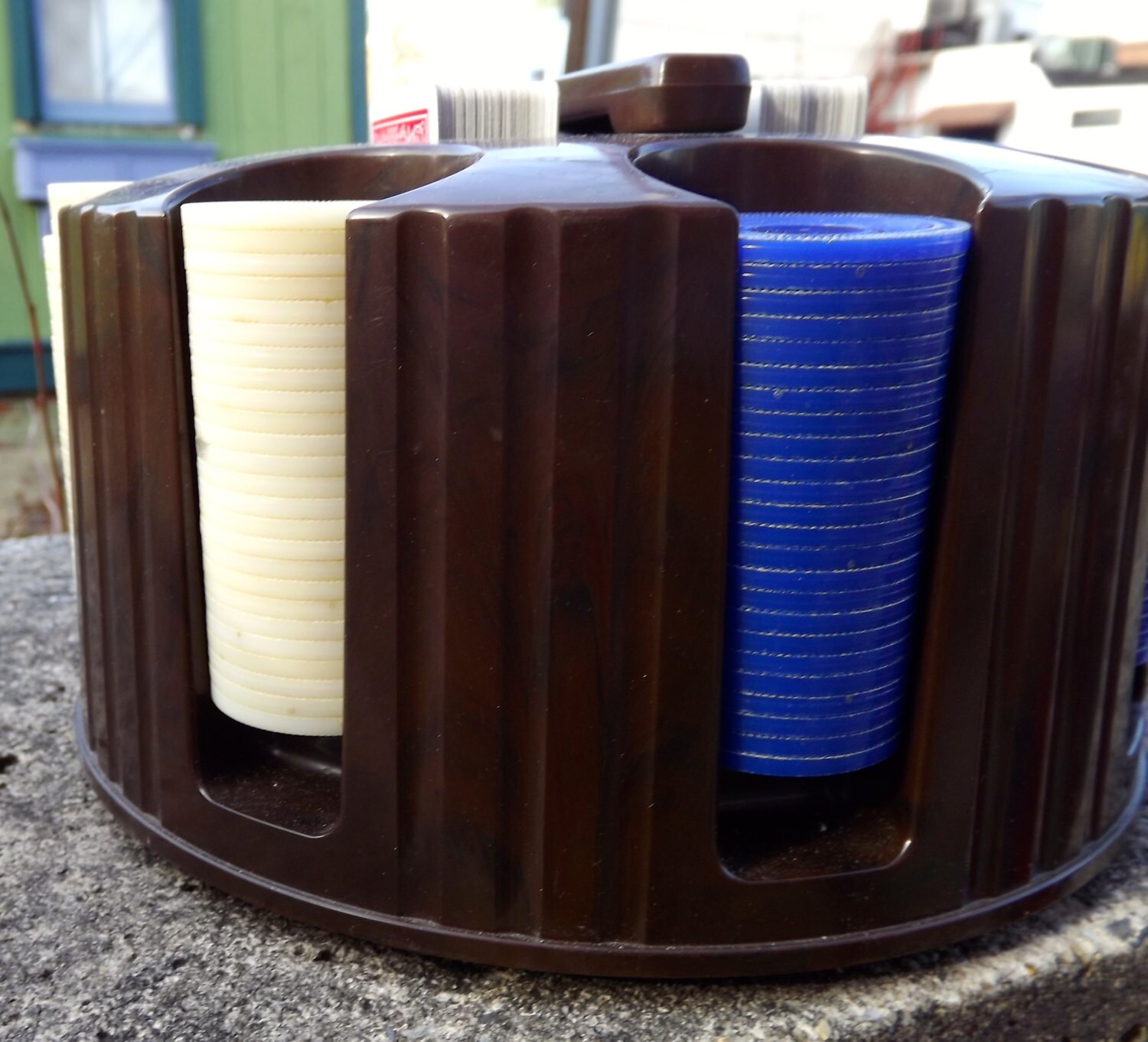 Pleasantime Revolving Poker Rack With Chips and Cards Etsy