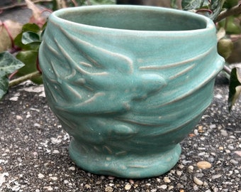 McCoy Pottery Flying Swallows Planter Green Small