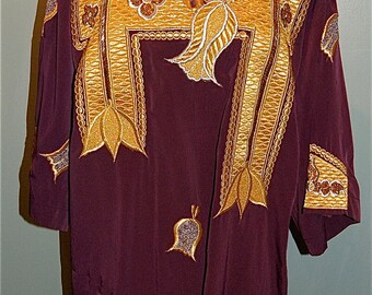 SALE  Vintage Royal Purple and Gold Beaded African Tribal Dress