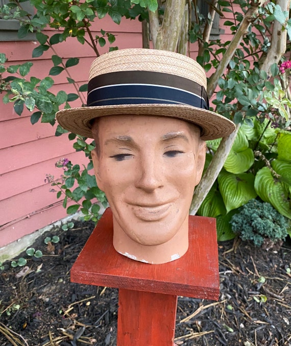 Mid Century Knox Boaters Straw Hat
