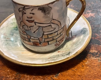 Vintage Child’s Humpty Dumpty Cup and Saucer Hand Painted Germany