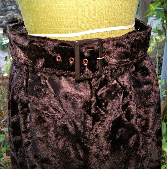 Mid Century Faux Mink Fur Skirt - image 5