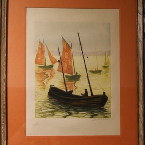 SAILBOAT  Signed Lithograph
