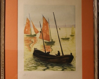 SAILBOAT  Signed Lithograph