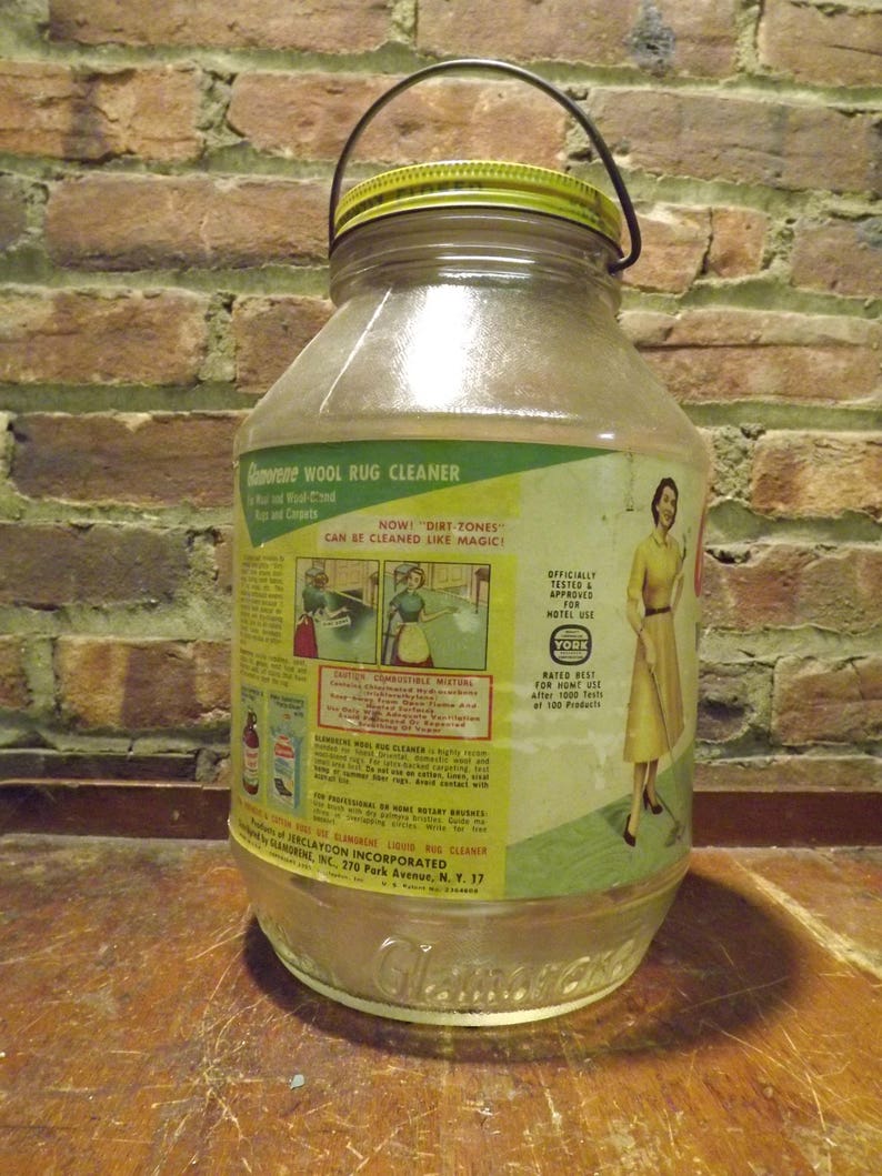 Mid Century Glamorene Wool Rug Cleaner Embossed Jar Etsy