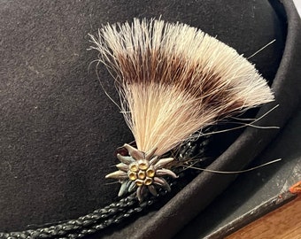 Vintage German Badger Hair Edelweiss Hunter Hat Pin