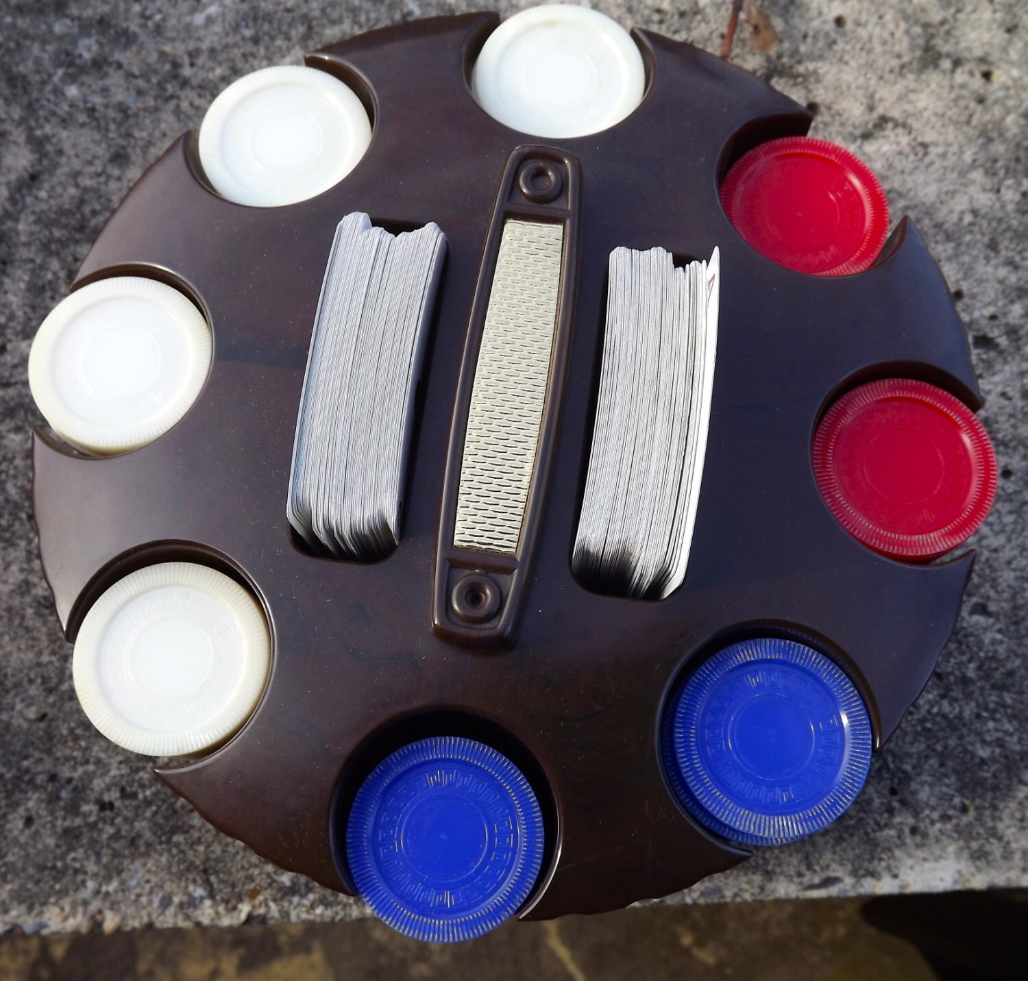 Pleasantime Revolving Poker Rack With Chips and Cards Etsy