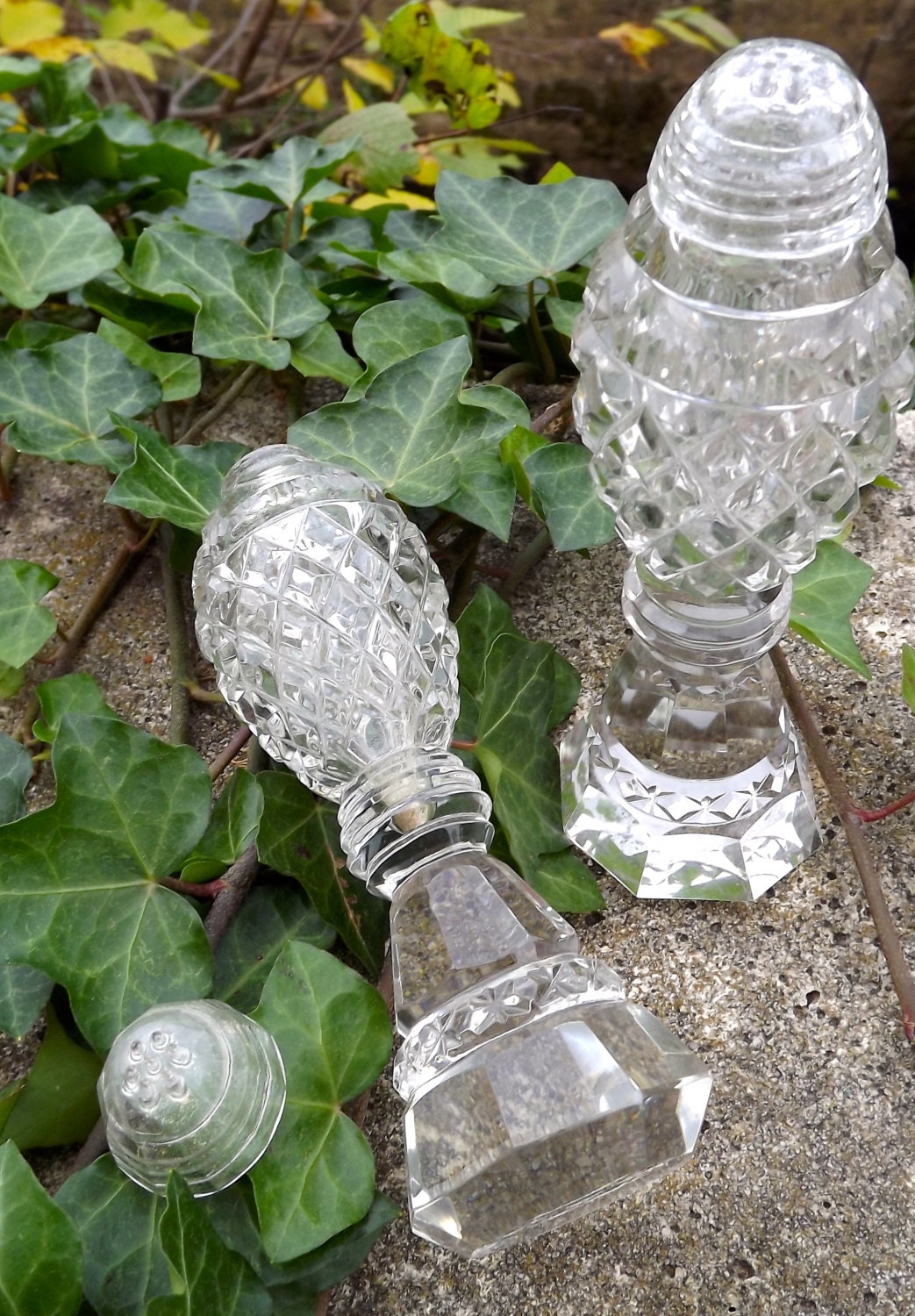 Vintage Bohemia Czech Deep Cut Crystal Salt and Pepper Shakers Etsy
