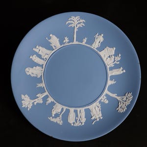 Blue on White Wedgwood Jasperware plate with ‘tree of life’ design