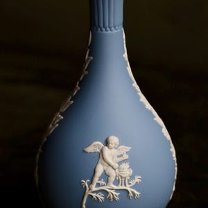 Blue With White Detail Wedgwood Jasperware Bud Vase