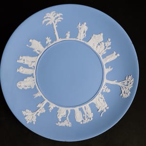 Blue on White Wedgwood Jasperware plate with ‘tree of life’ design