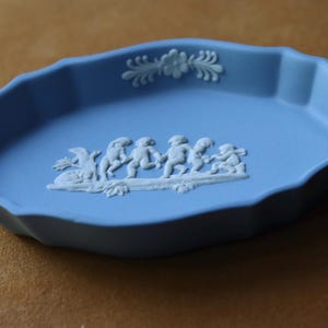 Blue With White Detail Wedgwood Jasperware With Classical Cherub Design Trinket Dish