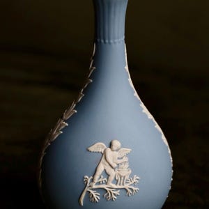 Blue With White Detail Wedgwood Jasperware Bud Vase