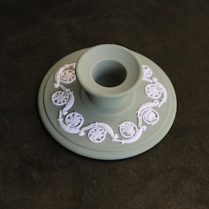 Sage Green With White Detail Wedgwood Jasperware Candlestick holder