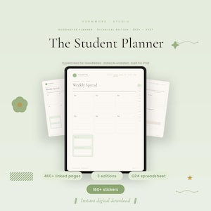 Digital Student Planner for Engineering STEM 2026-2027 | GoodNotes Hyperlinked Academic Planner | iPad Undated | Problem Set & Lab Tracker