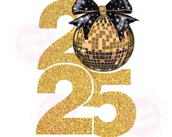 2025 png, 2025 disco ball png, disco and bow png, 2025 new year png, pretty new year png,