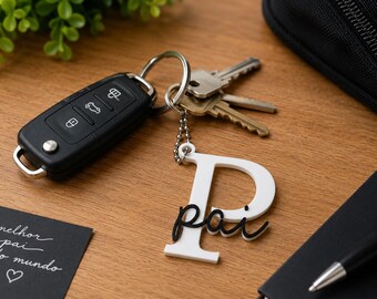Cute “P for Dad” PLA Charm — 3D Printed Letter Keyring, Meaningful Gift for Dad, Minimalist Everyday Accessory
