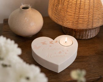 Je t’adore Maman Candle Holder — 3D Printed Minimalist Decor, Sentimental French Gift for Mother, Accent