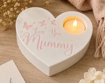 Love You Mummy Candle Holder — 3D Printed Minimalist Decor, Sentimental Gift for Mum, PLA Modern Accent