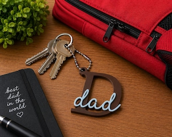 Cute “D for Dad” PLA Charm — 3D Printed Letter Keyring, Meaningful Gift for Dad, Minimalist Everyday Accessory