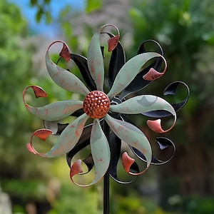 Hand Made Brushed Metal Garden Wind Spinner, Wind Sculpture, Outdoor Garden Spinner, Windmill Garden Decoration, Kinetic Wind Spinner